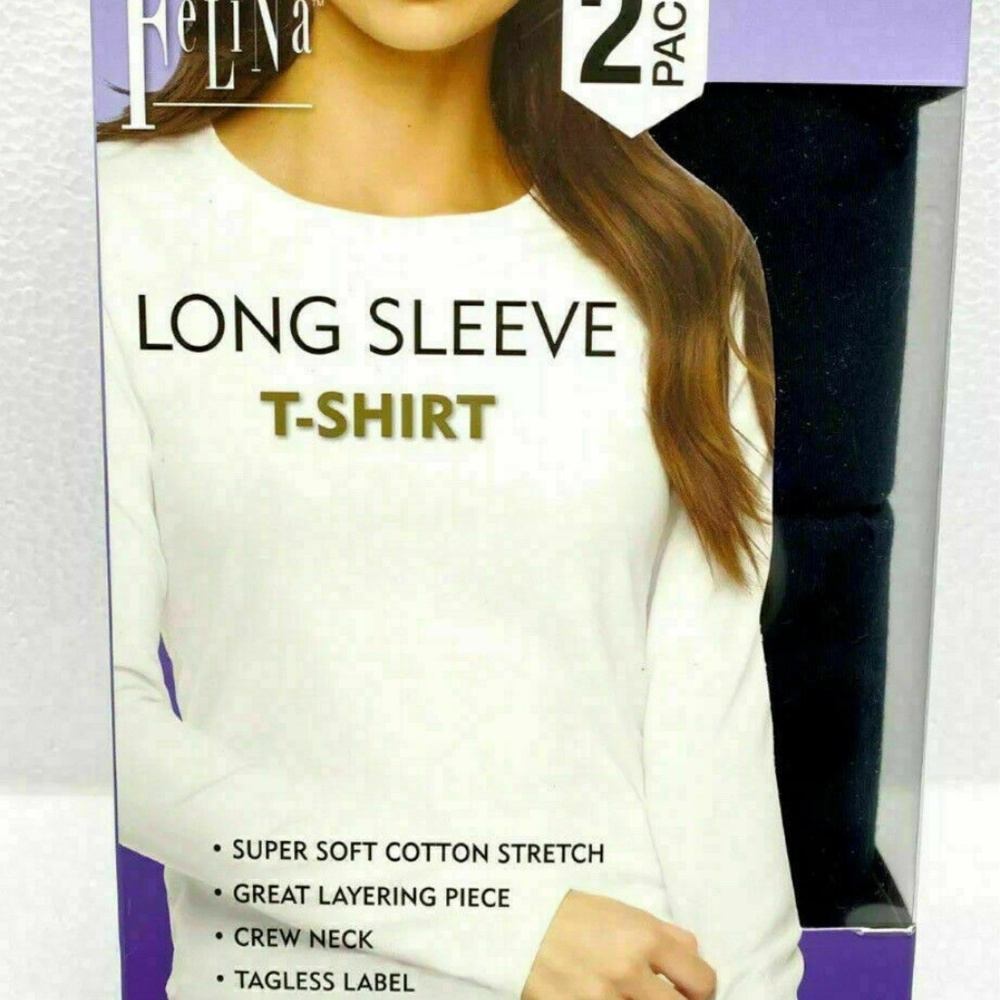 Felina Ladies'2-Pk Long Sleeve T-Shirt Soft Cotton